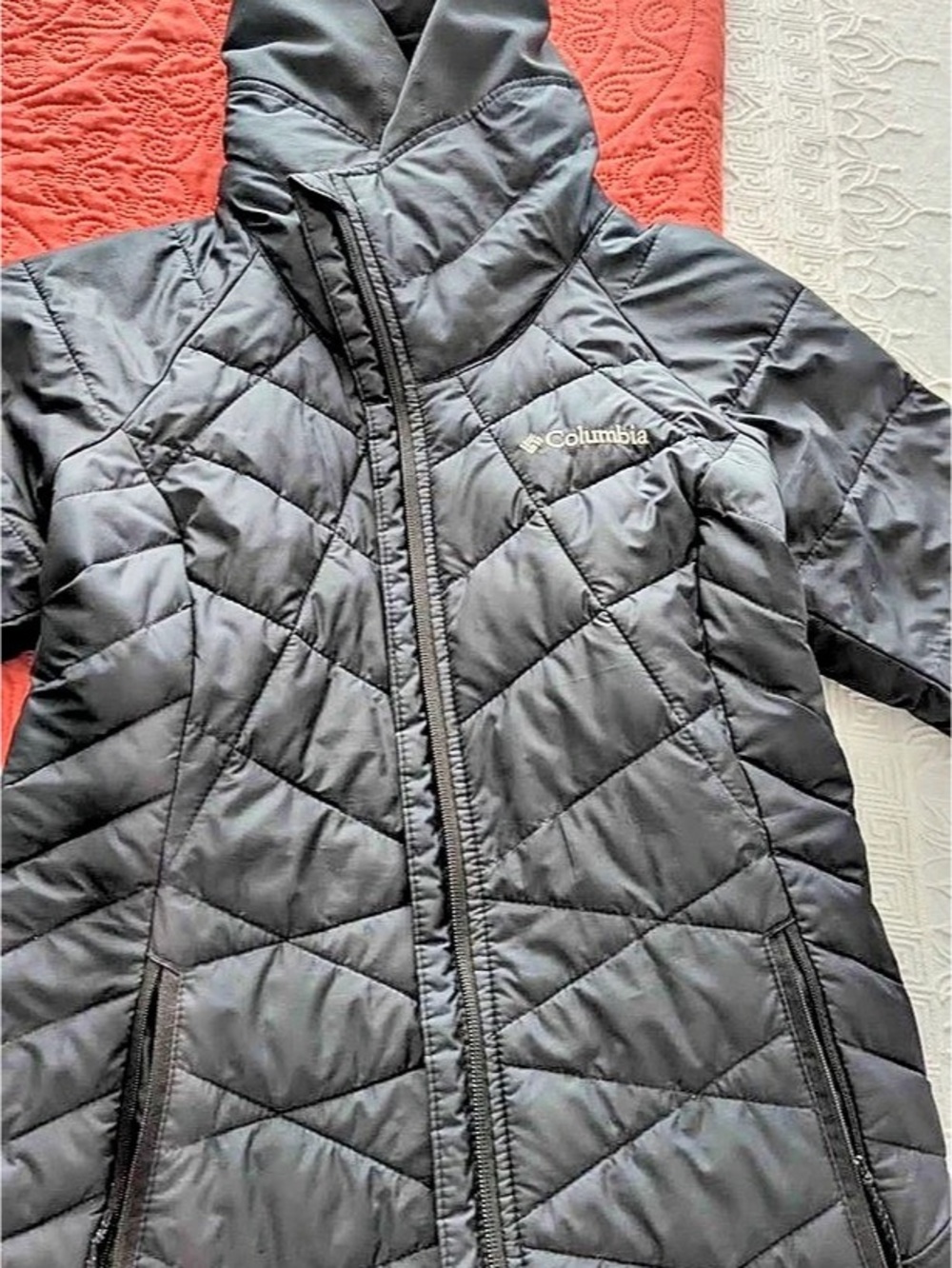 Columbia Heavenly Long Hooded Jacket Women's Black Puffer